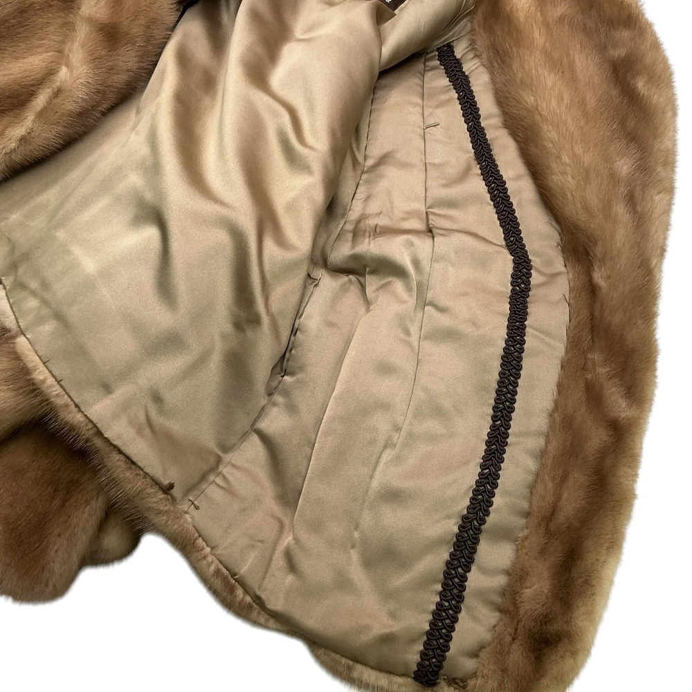 VTG Helen of Memphis Real Mink Fur Cape Jacket Stole Shawl Pastel Golden Brown S - Picture 12 of 16